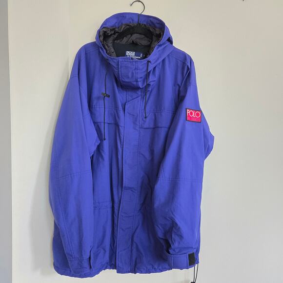 Vtg Polo Ralph Lauren Parka Size L Hi-Tech Jacket w/Ultrex Royal Blue *read* - Picture 1 of 16